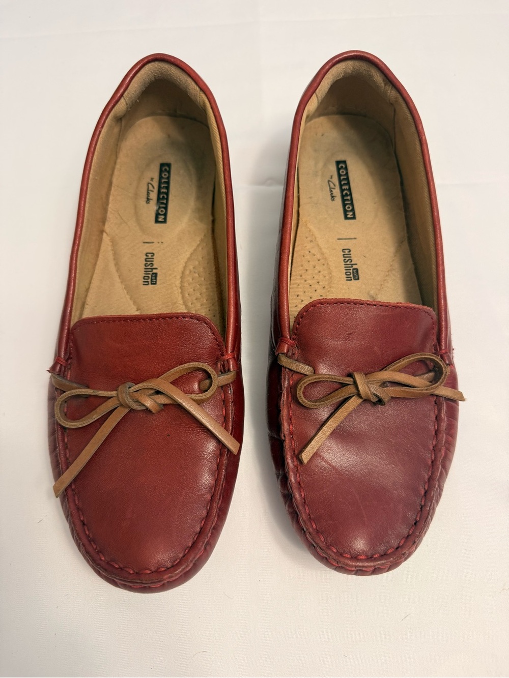 Clarks Collection Dameo Swing Red Leather Driving Loafers Moccasins Women's 8.5M